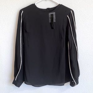 NWT Catherine Malandrino Long Sleeve Black Blouse